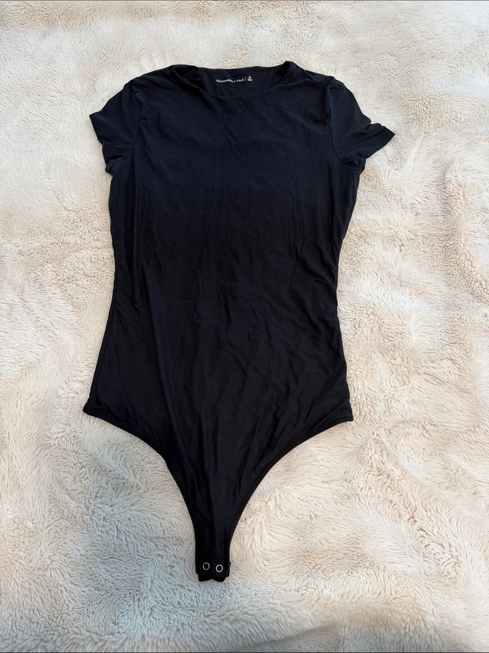 Black Short-Sleeve Stretch One-Piece Bodysuit -  women’s
